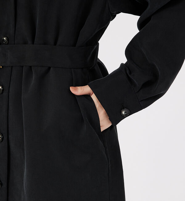 qualite「フロントダブルベルテッドコート」|トレンチコート|
