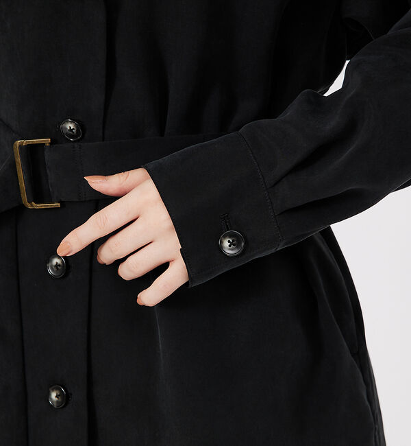 qualite「フロントダブルベルテッドコート」|トレンチコート|