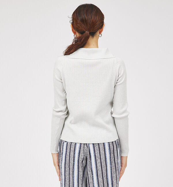 qualite「サイドスリットカラーリブニット」|ニット・セーター|