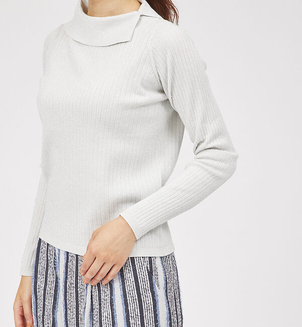 qualite「サイドスリットカラーリブニット」|ニット・セーター|