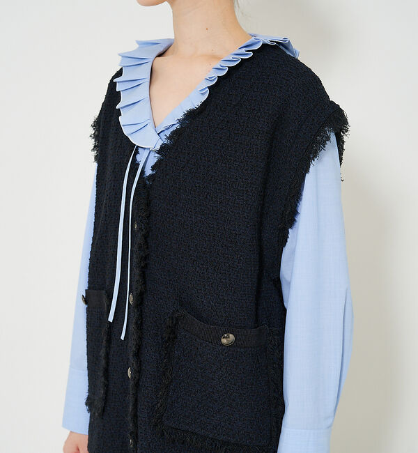 qualite「ツィードニットジレ」|ダウンベスト・ベスト|