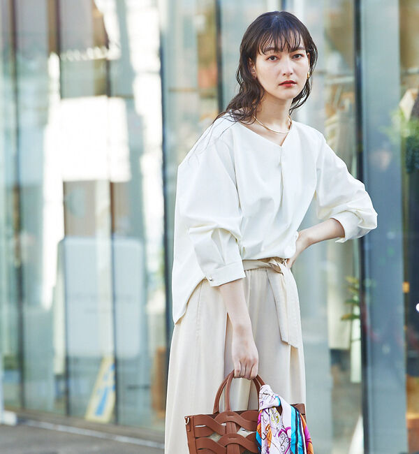 qualite「2WAYストレッチタックブラウス」|シャツ・ブラウス|