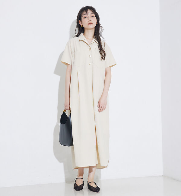 qualite「【接触冷感＆吸水速乾＆UV】シアサッカーシャツワンピース」|ワンピース|