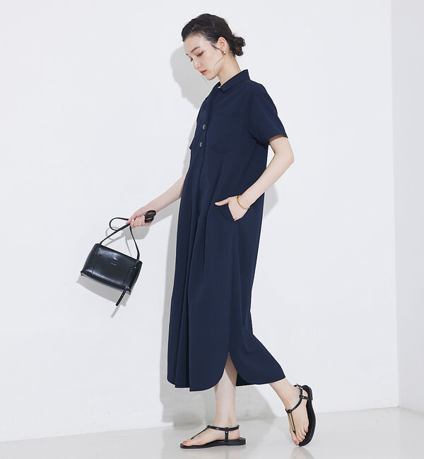 qualite「【接触冷感＆吸水速乾＆UV】シアサッカーシャツワンピース」|ワンピース|