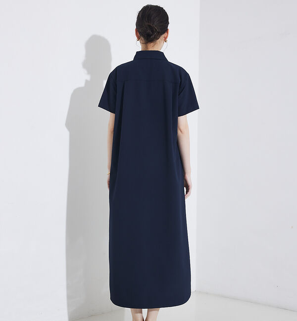 qualite「【接触冷感＆吸水速乾＆UV】シアサッカーシャツワンピース」|ワンピース|