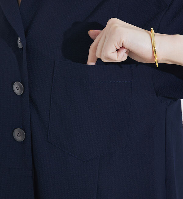 qualite「【接触冷感＆吸水速乾＆UV】シアサッカーシャツワンピース」|ワンピース|