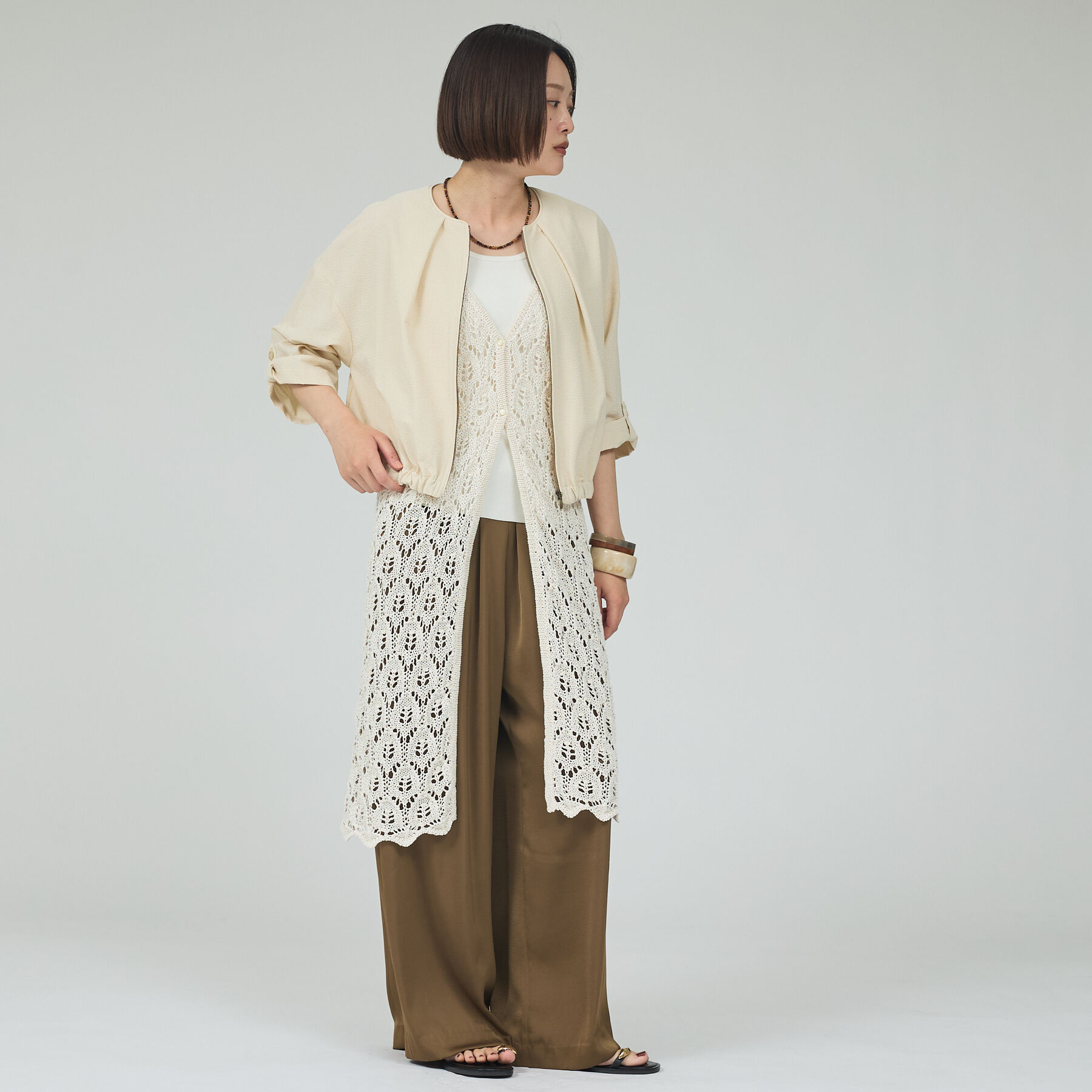 qualite「【接触冷感・吸水速乾・UV】シアサッカーブルゾン /セットアップ対応」|ブルゾン・スタジャン|