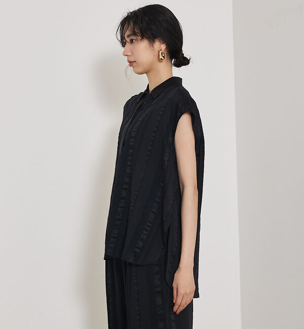 qualite「【セットアップ対応】キュプラストライプスキッパーシャツ」|シャツ・ブラウス|