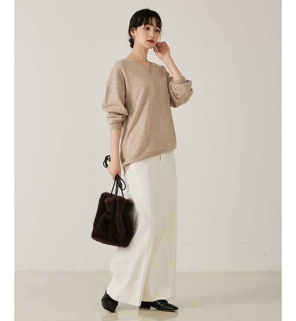 qualite「ウールVネックプルオーバー」|ニット・セーター|