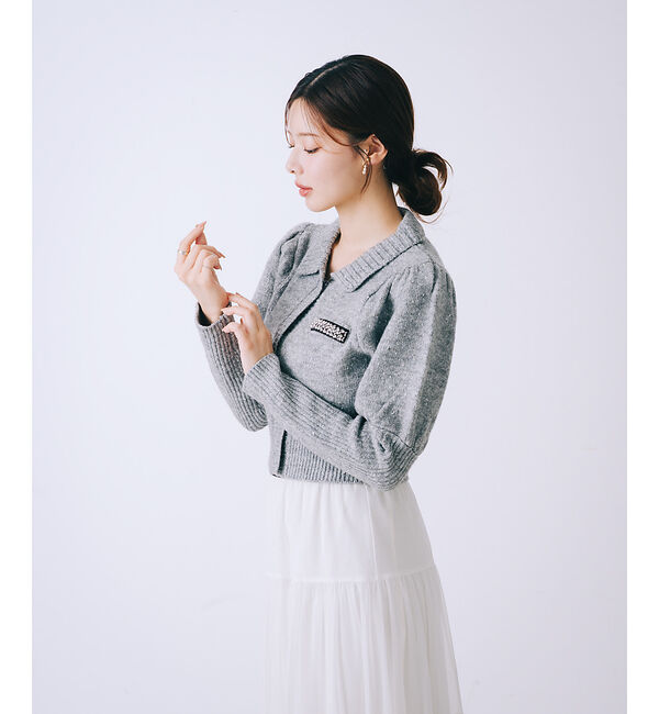 SELFIST「ラメネップニットビジュー付カーディガン」|カーディガン|