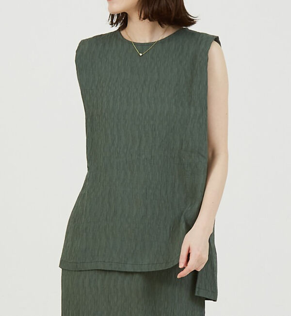 abahouse mavie「【セットアップ対応】楊柳バックジップノースリプルオーバー」|シャツ・ブラウス|グリーン系その他1