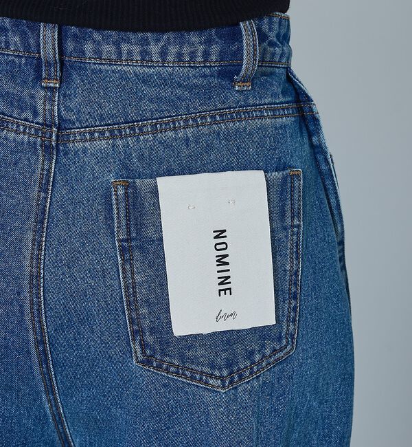 NOMINE「サイドライン タック ワイド ハイウエスト デニムパンツ」|デニム|