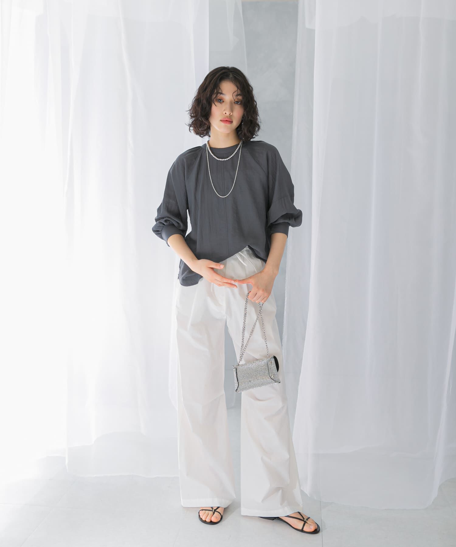 URBAN RESEARCH ROSSO「2WAYギャザースリーブブラウス」|シャツ・ブラウス|