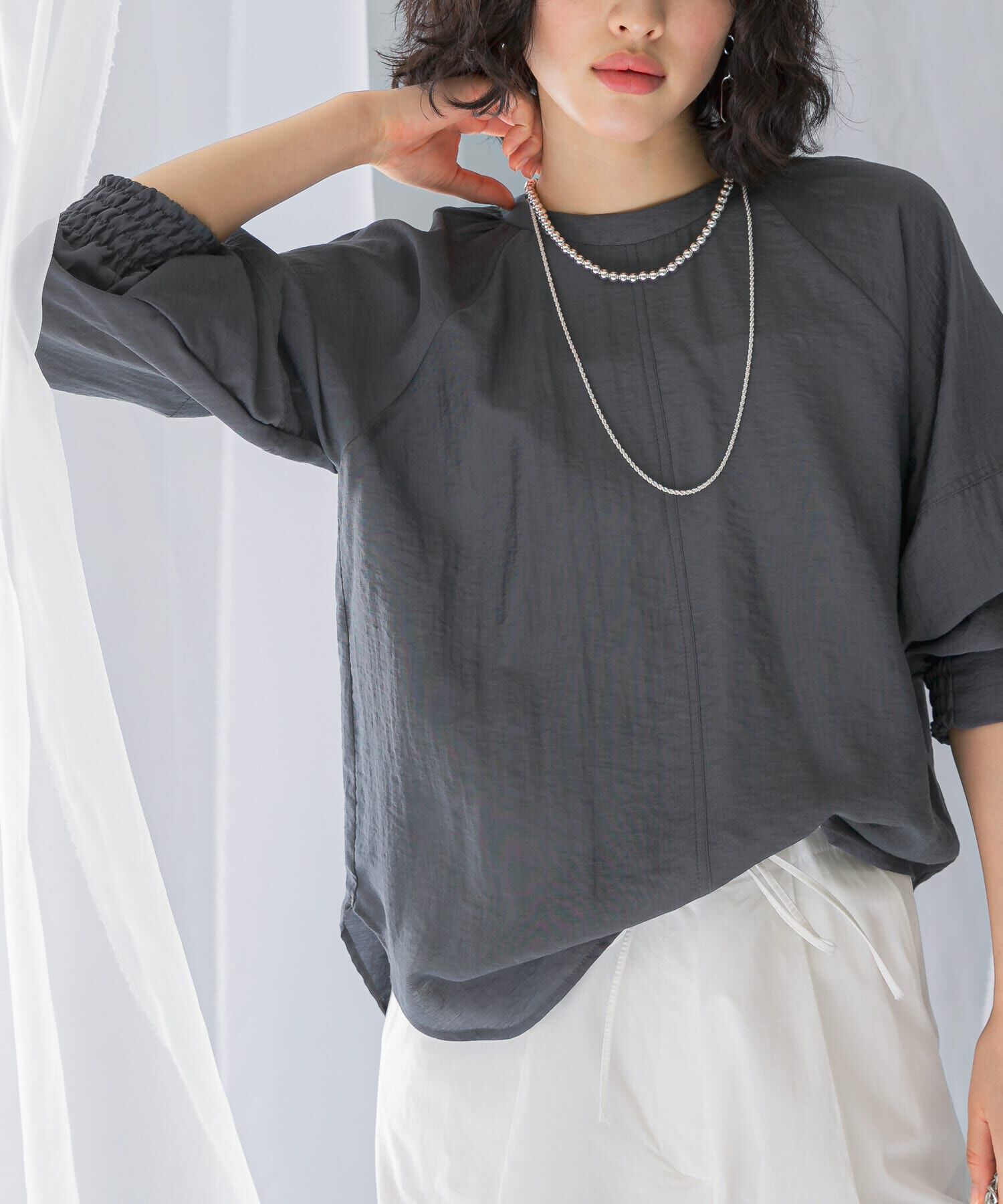 URBAN RESEARCH ROSSO「2WAYギャザースリーブブラウス」|シャツ・ブラウス|