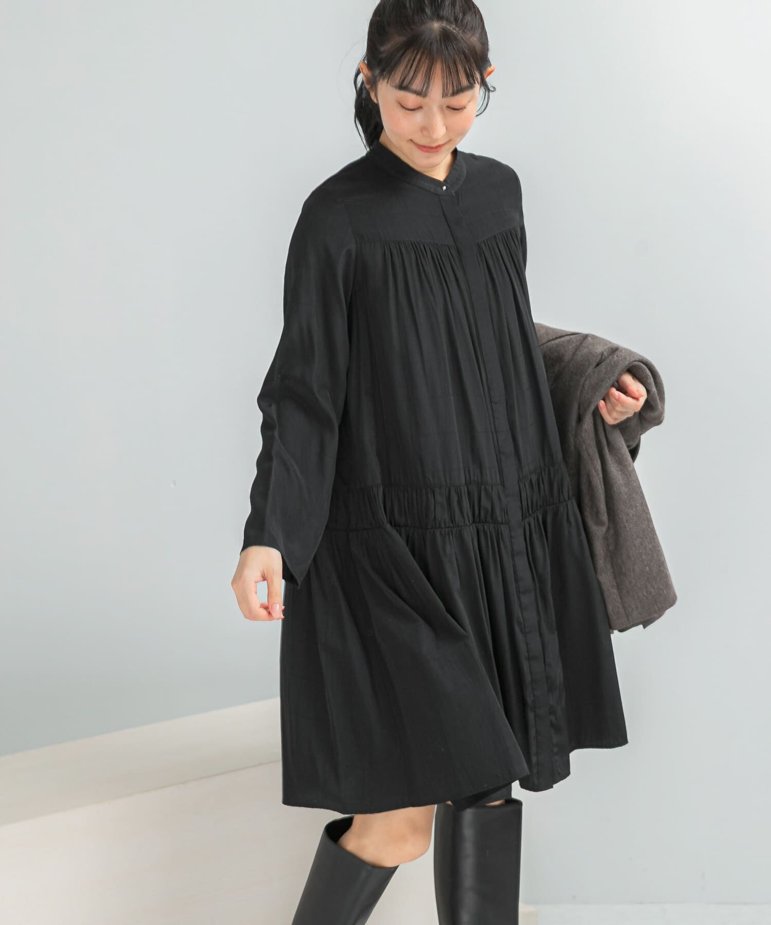 URBAN RESEARCH ROSSO「シャドーチェックミニワンピース」|ワンピース|ブラック