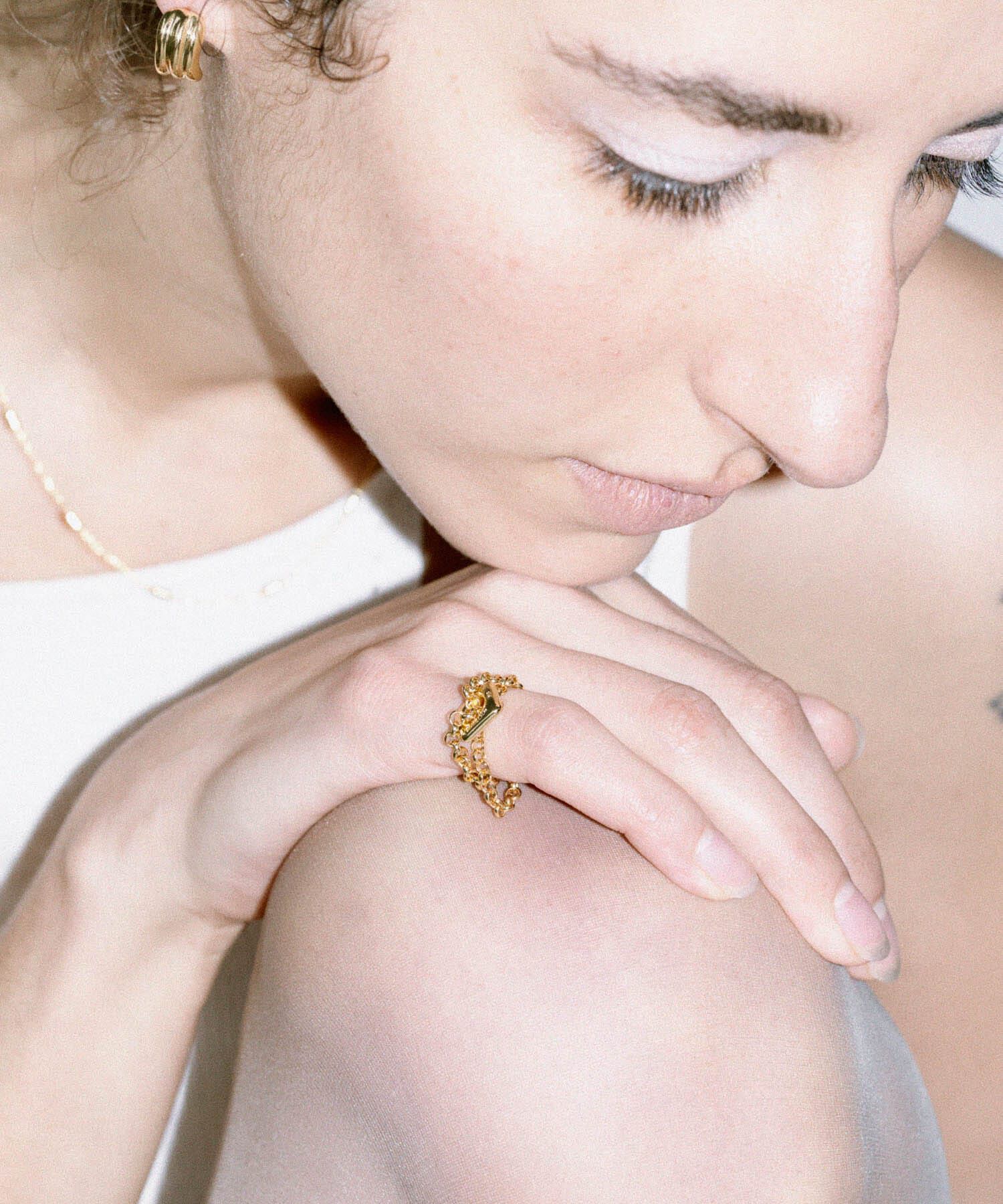 SMELLY「SMELLY so&rsquo;　point chain ring」|リング|ゴールド