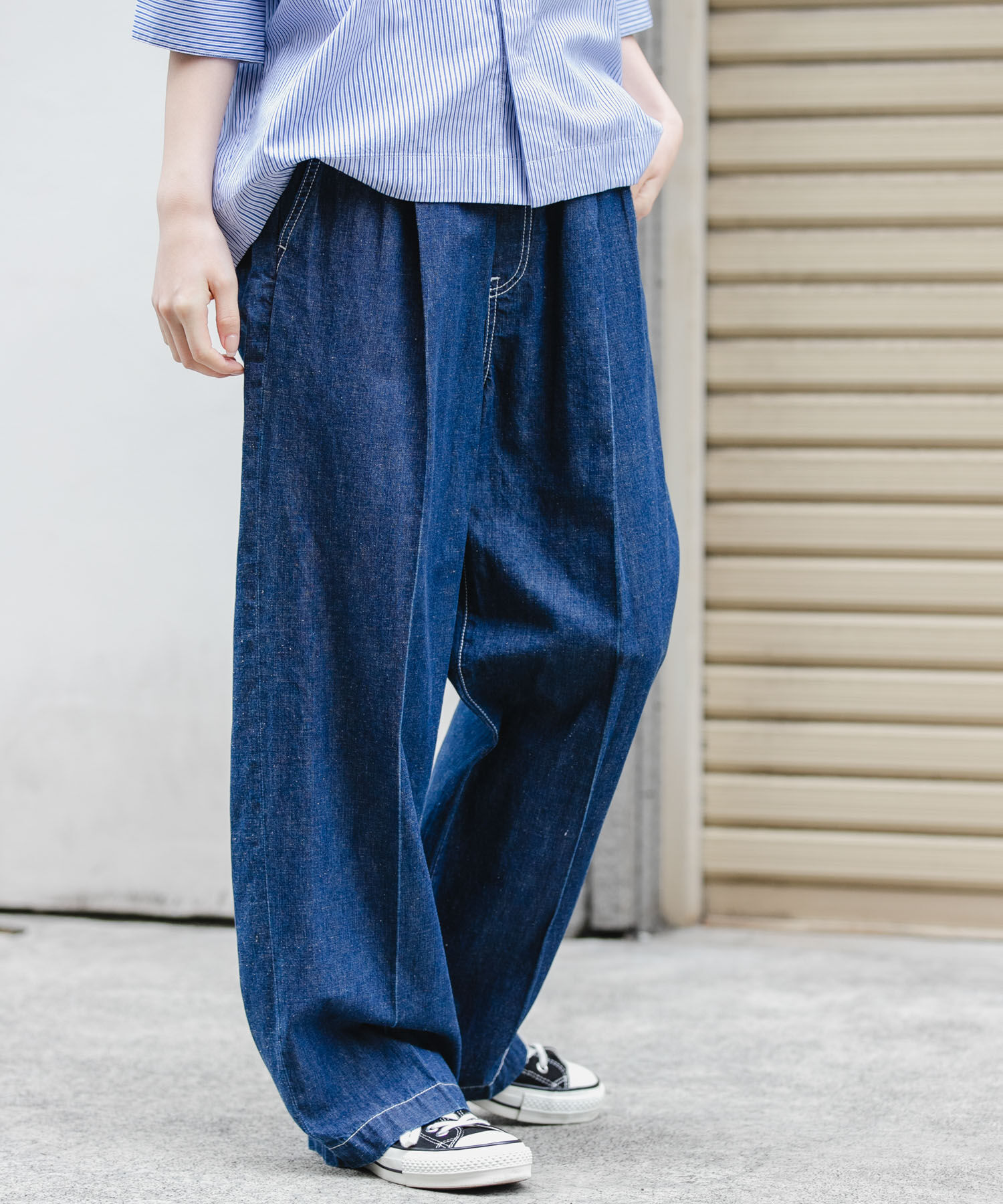 URBAN RESEARCH DOORS「FORK&SPOON　綿麻デニムパンツ」|デニム|ワンウォッシュ