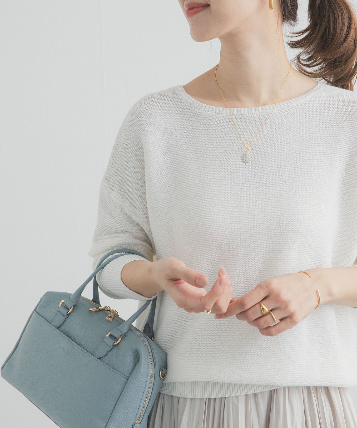 URBAN RESEARCH DOORS「コットンボートネックガーターKNIT」|ニット・セーター|