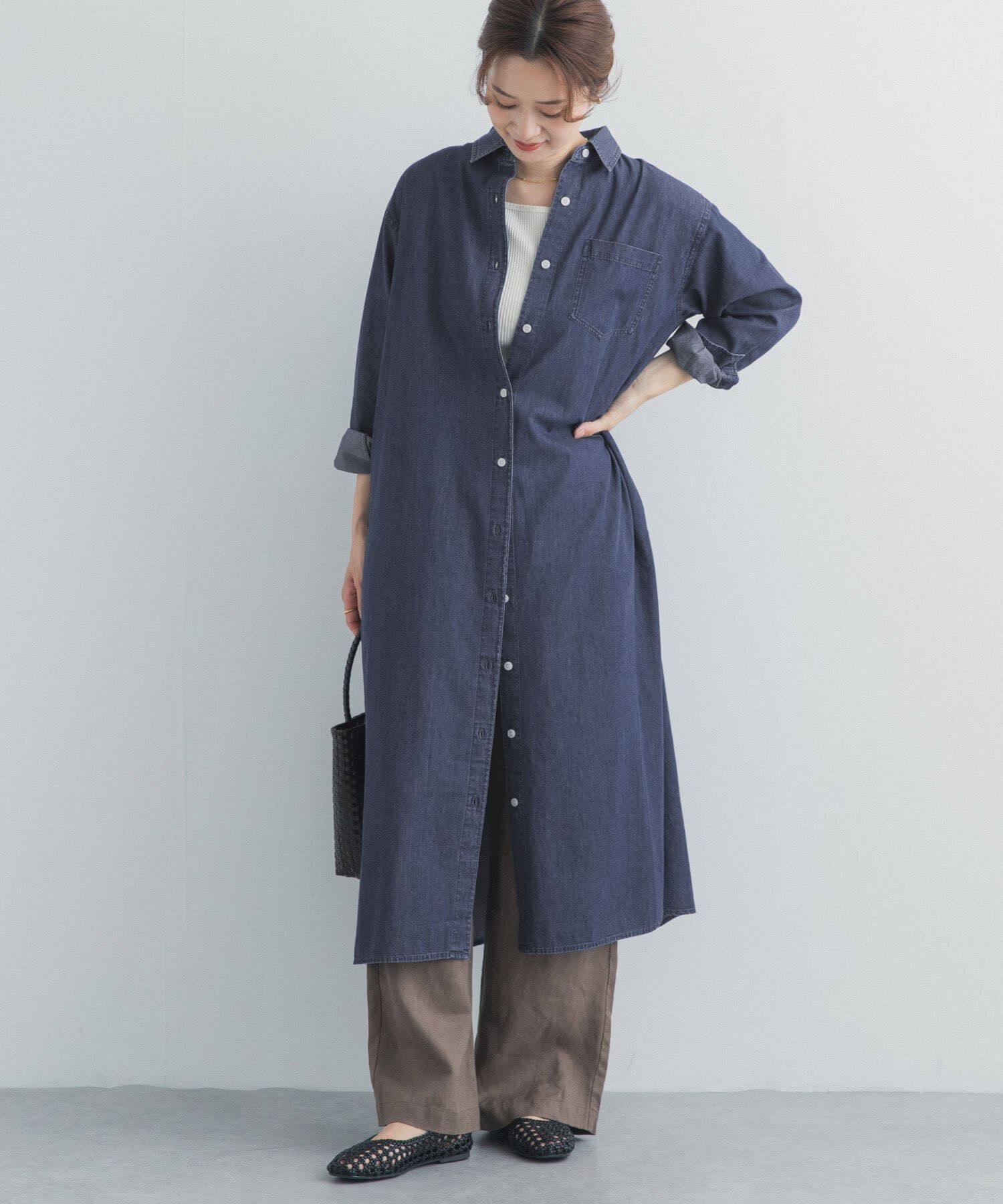 URBAN RESEARCH DOORS「ライトコットンデニムシャツワンピース」|ワンピース|