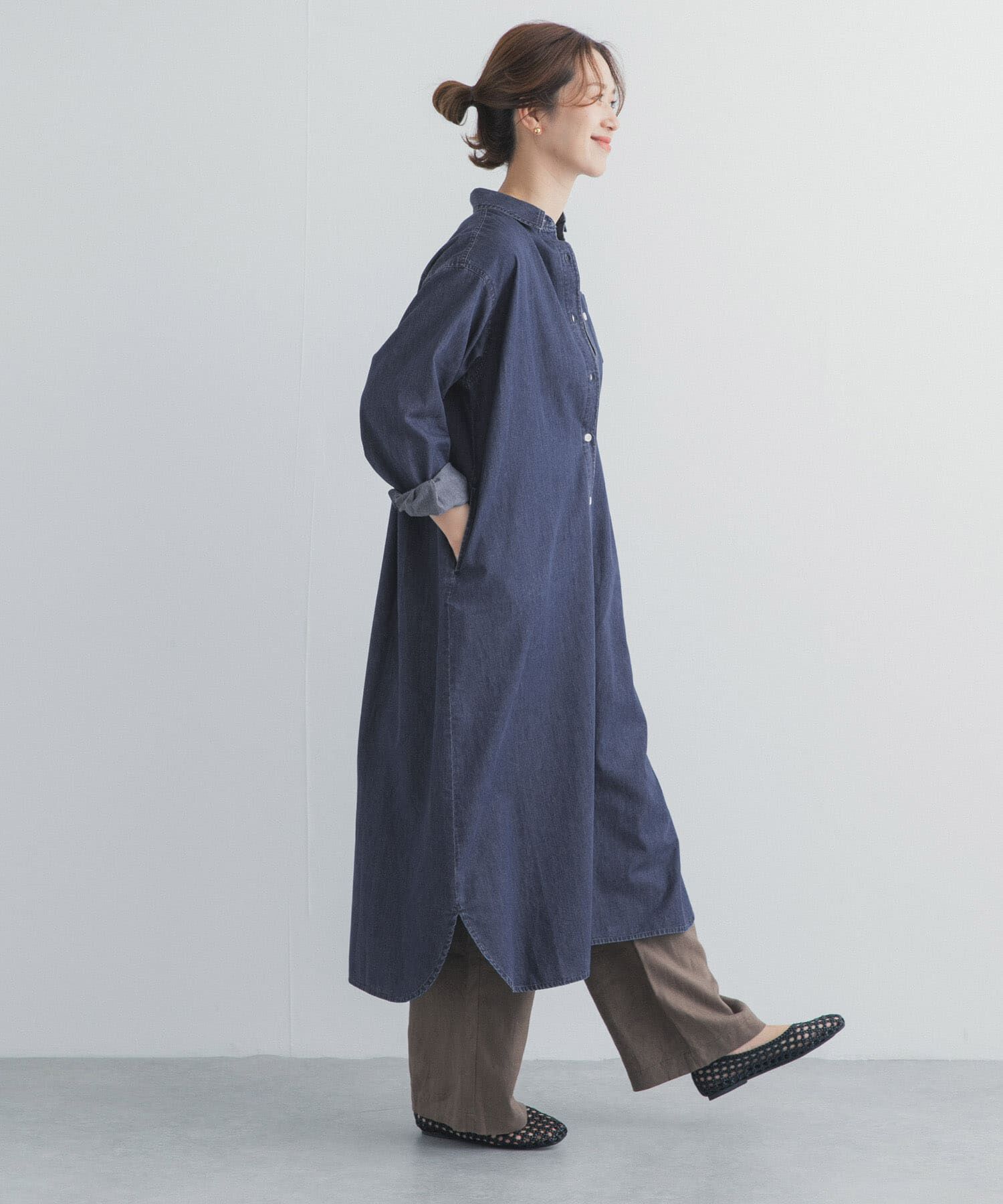 URBAN RESEARCH DOORS「ライトコットンデニムシャツワンピース」|ワンピース|