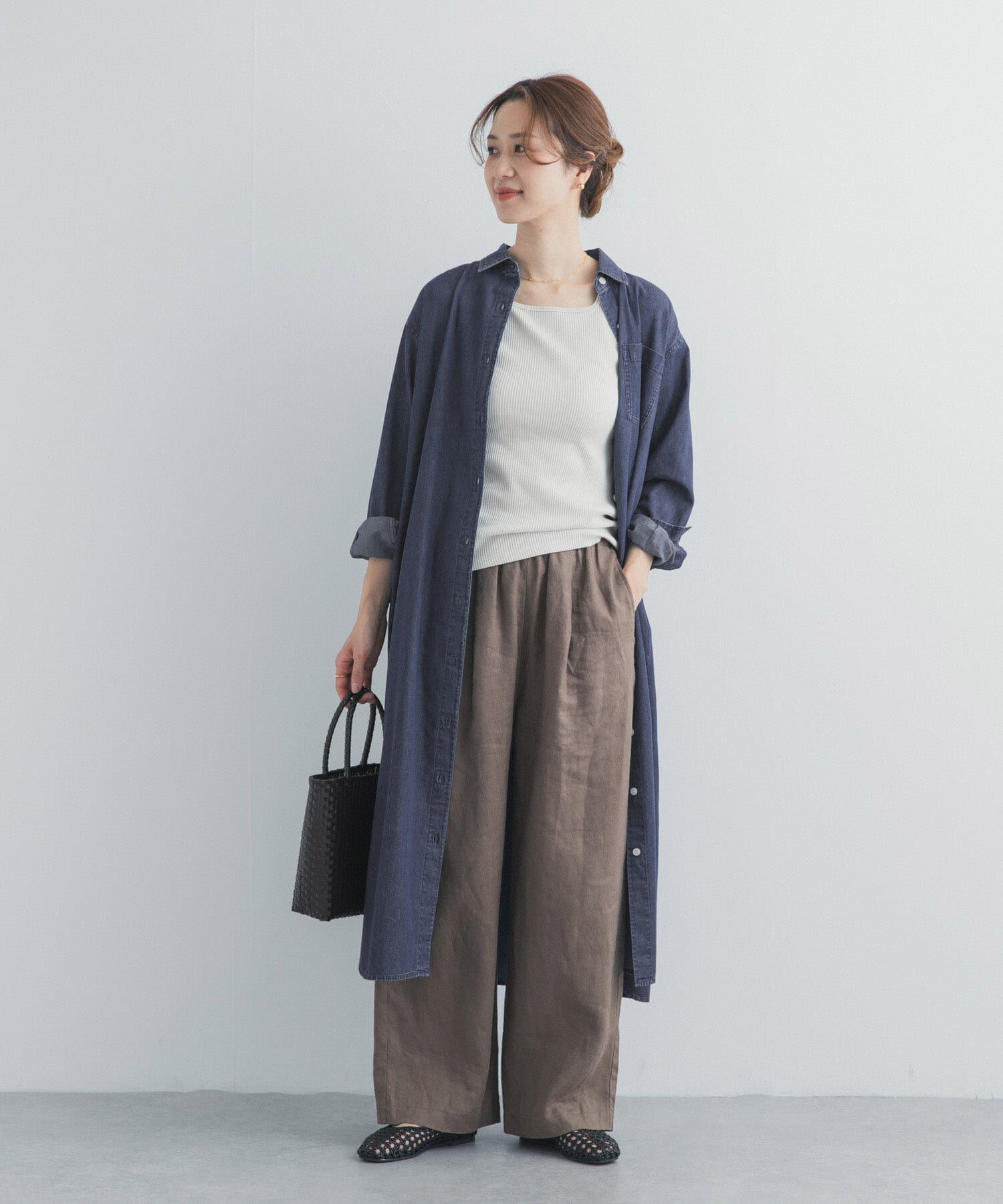 URBAN RESEARCH DOORS「ライトコットンデニムシャツワンピース」|ワンピース|