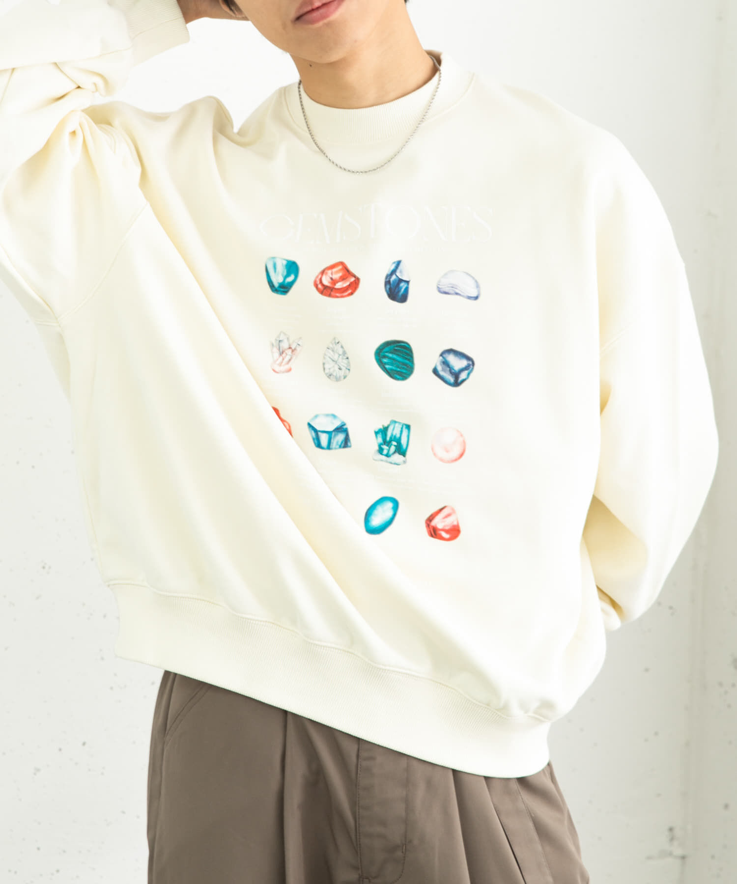 SENSE OF PLACE by URBAN RESEARCH「Gem Stone Cropped Sweat」|スウェット・ジャージ|アイボリー