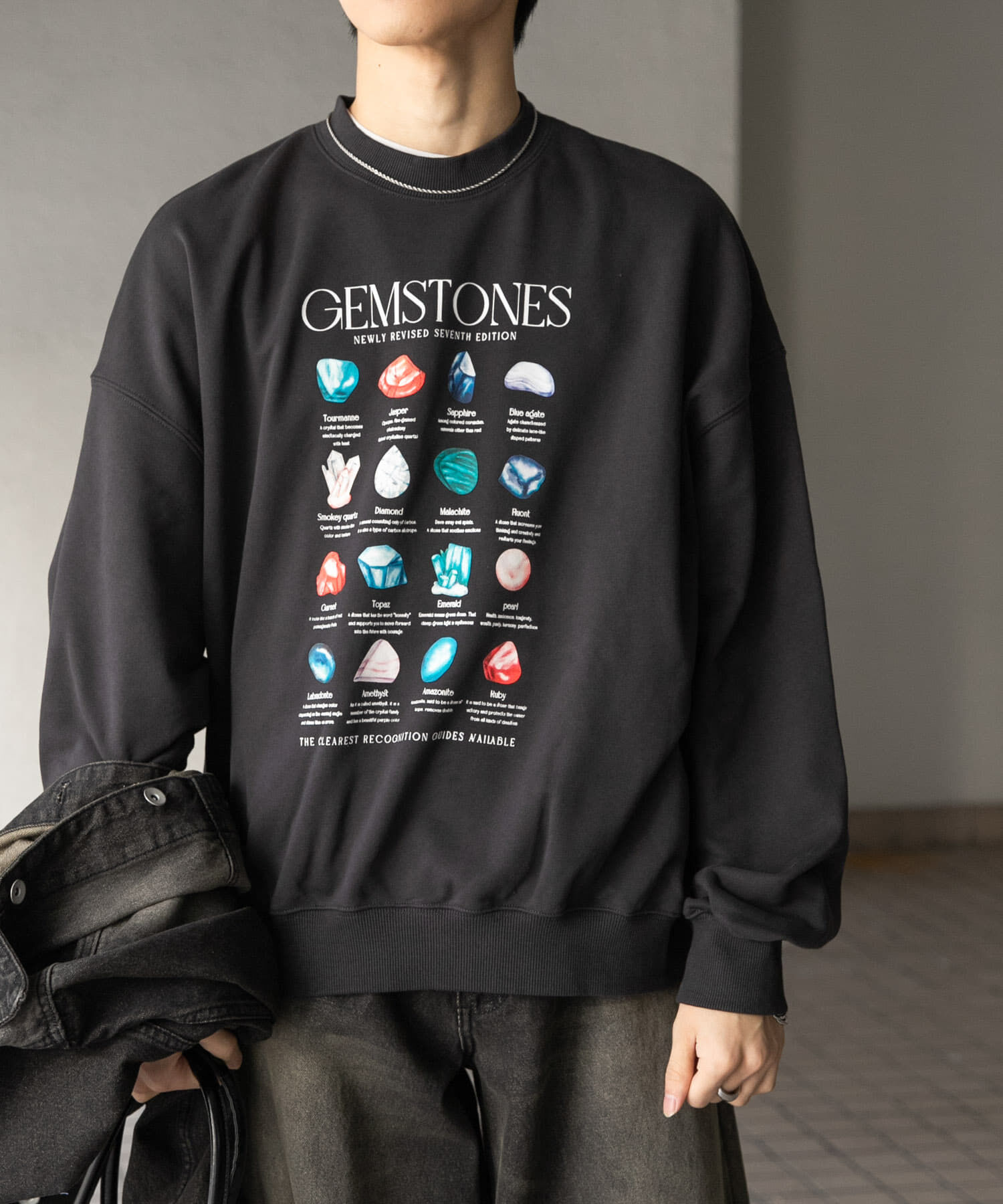 SENSE OF PLACE by URBAN RESEARCH「Gem Stone Cropped Sweat」|スウェット・ジャージ|ブラック