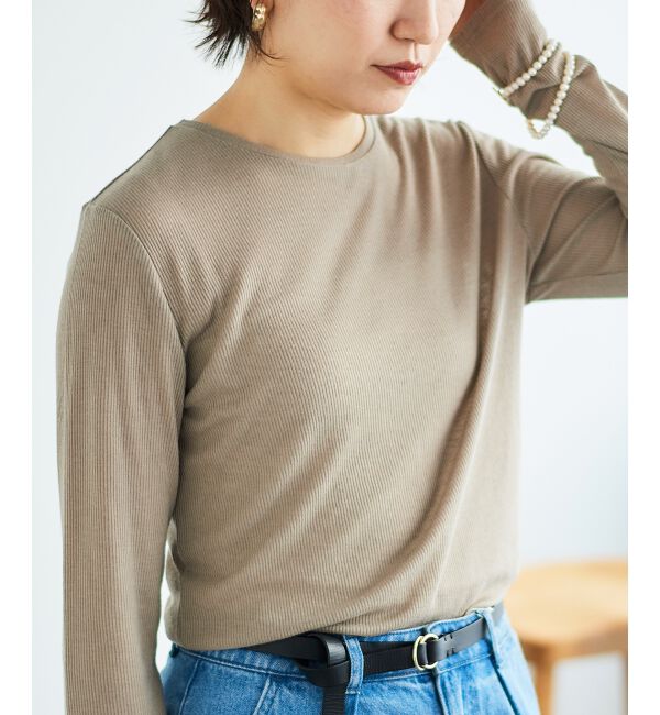 le.coeur blanc「《手洗い可能》シアーリブロングスリーブTシャツ」|Tシャツ・カットソー|