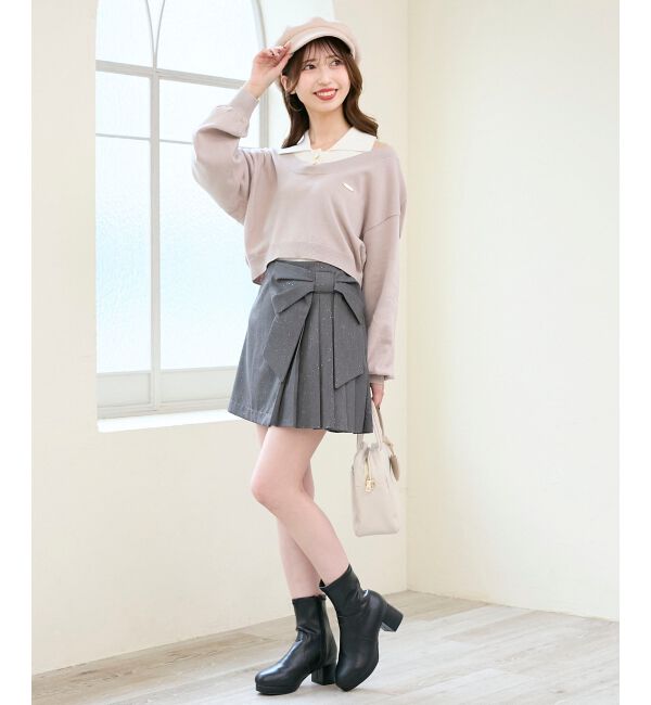  「襟付ノースリニットセットオフショルニット」|ニット・セーター|