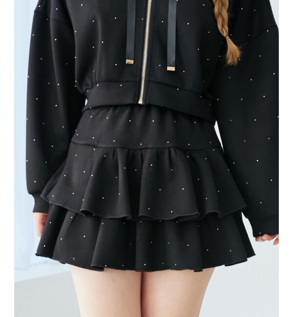  「キラキララインストーンスカパン」|スカート|ブラック