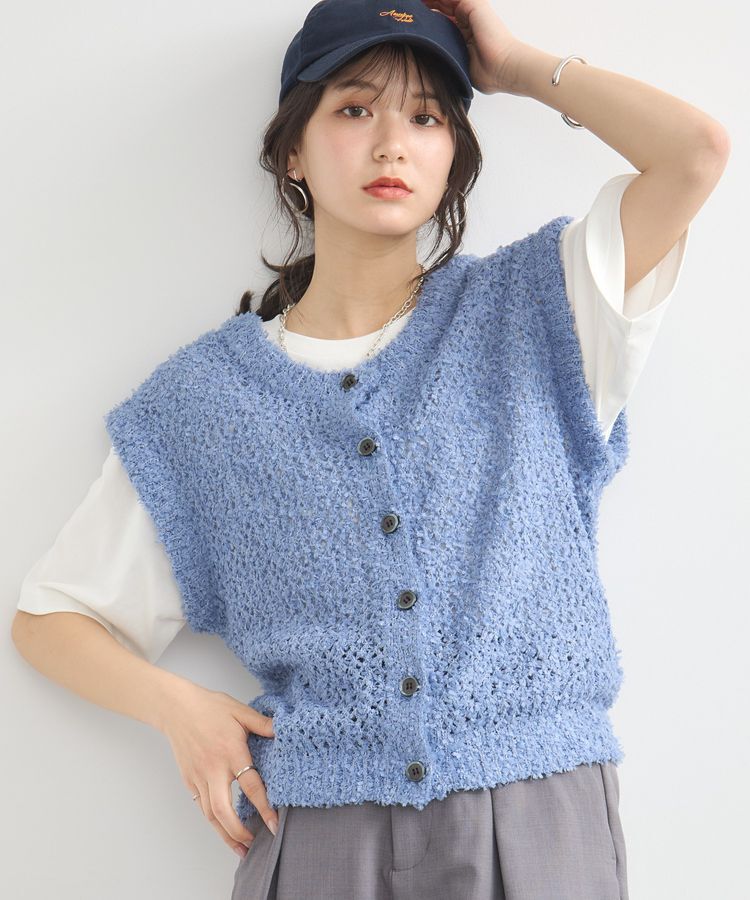 earth music&ecology「ファンシーヤーンベスト」|ベスト・ジレ|