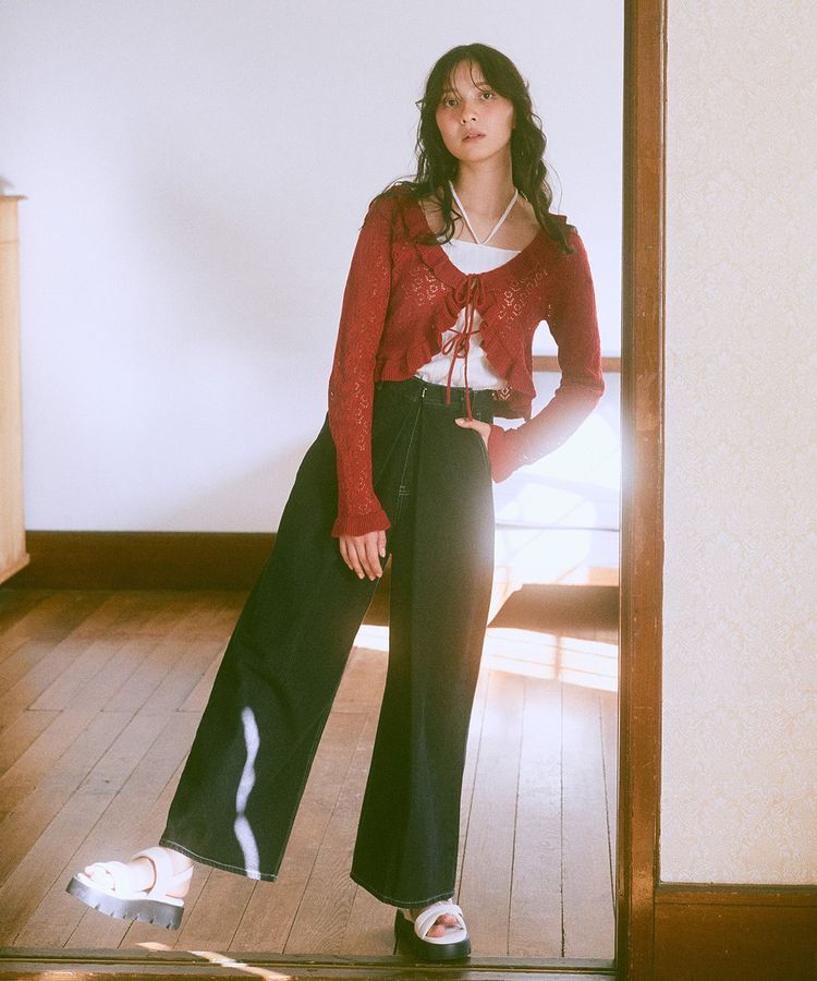 earth music&ecology「フロントタックデニムパンツ」|デニム|