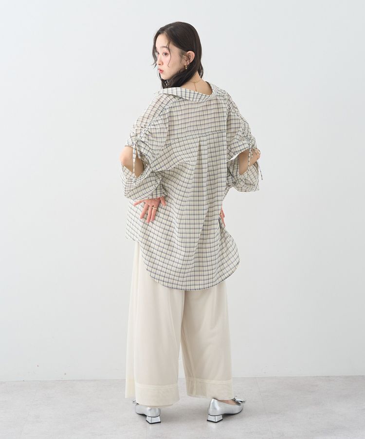 earth music&ecology「2wayショルダードロストリボンチェックシャツ」|シャツ・ブラウス|