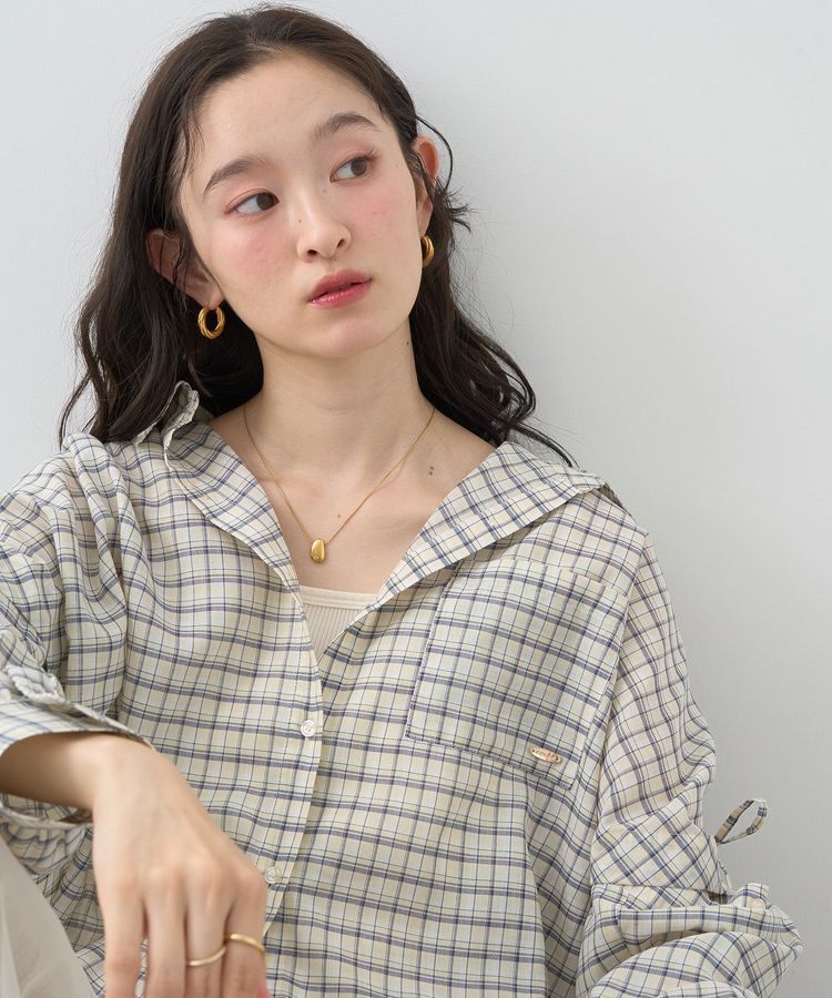 earth music&ecology「2wayショルダードロストリボンチェックシャツ」|シャツ・ブラウス|