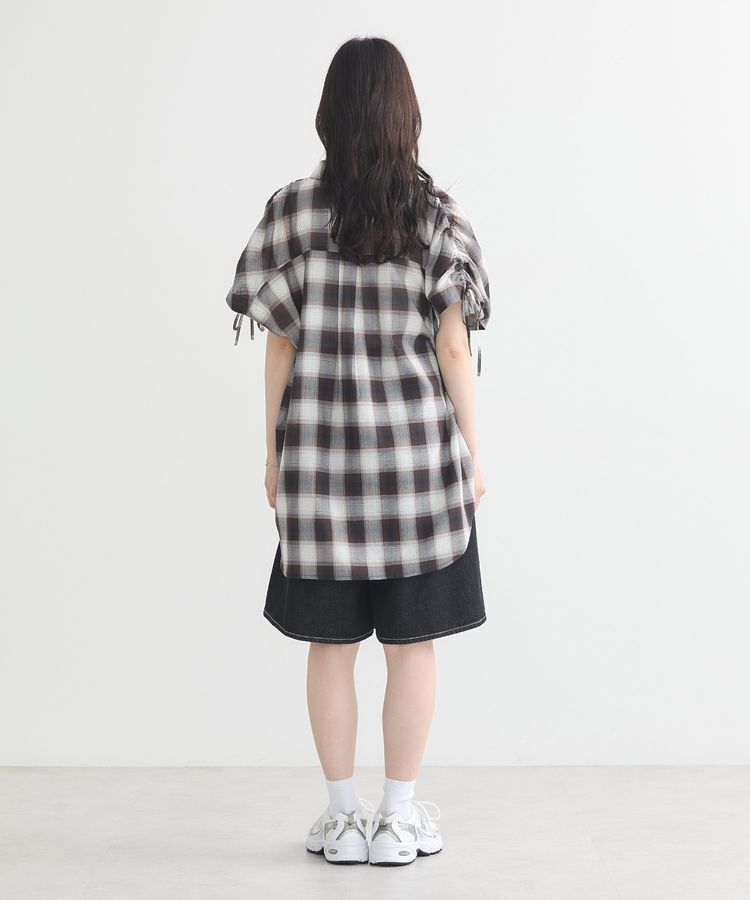 earth music&ecology「2wayショルダードロストリボンチェックシャツ」|シャツ・ブラウス|