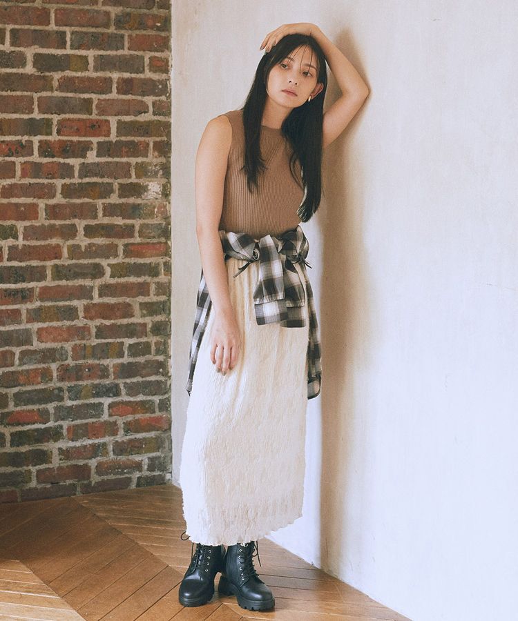 earth music&ecology「2wayショルダードロストリボンチェックシャツ」|シャツ・ブラウス|
