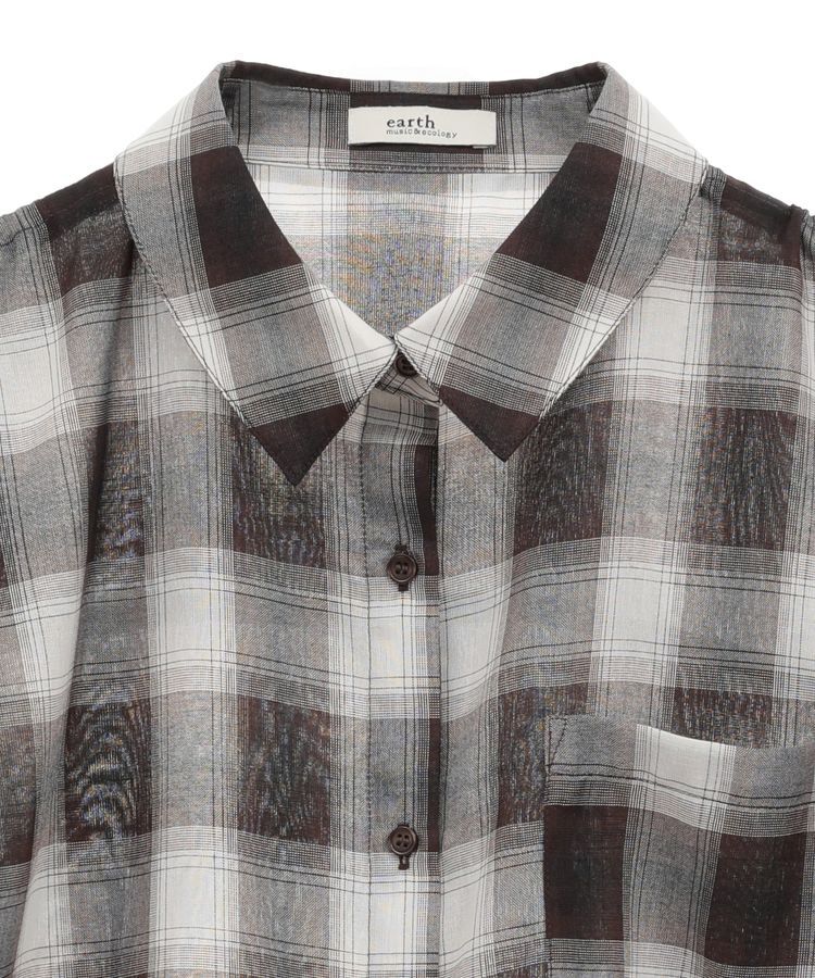 earth music&ecology「2wayショルダードロストリボンチェックシャツ」|シャツ・ブラウス|