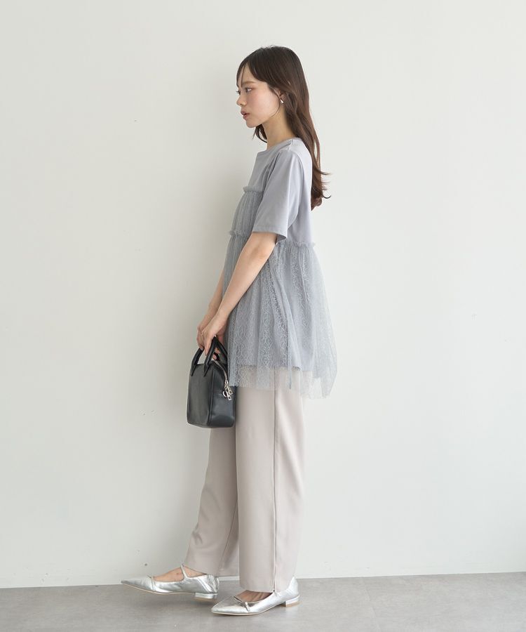 earth music&ecology「ニュアンス柄レースドッキングプルオーバー」|Tシャツ・カットソー|