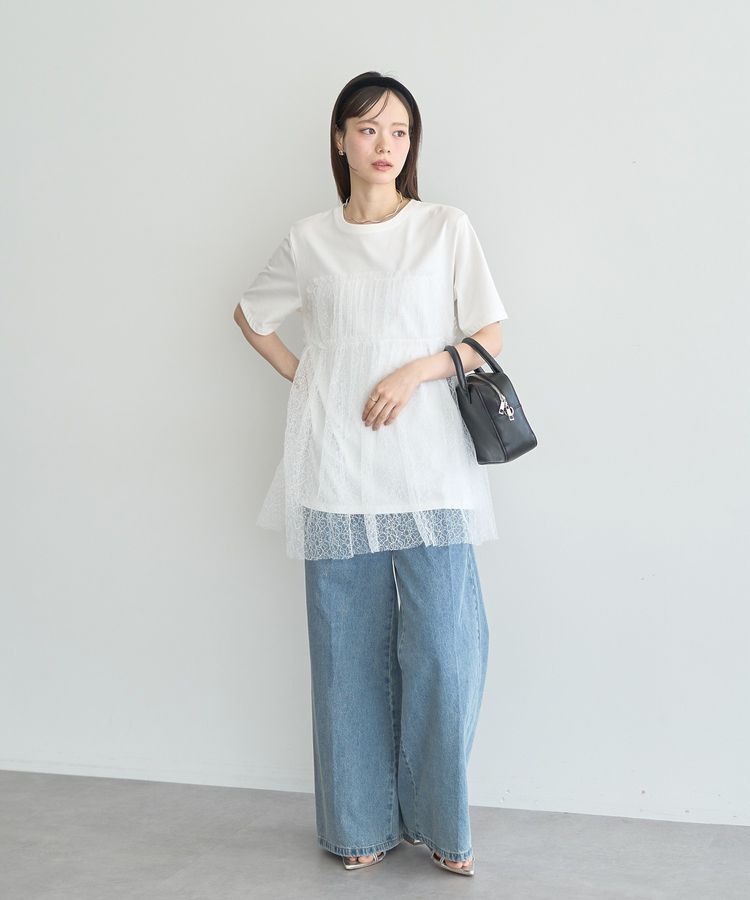 earth music&ecology「ニュアンス柄レースドッキングプルオーバー」|Tシャツ・カットソー|