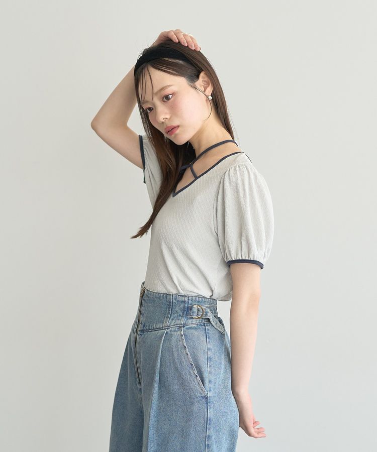 earth music&ecology「マルチウェイ配色リボンカットプルオーバー」|Tシャツ・カットソー|