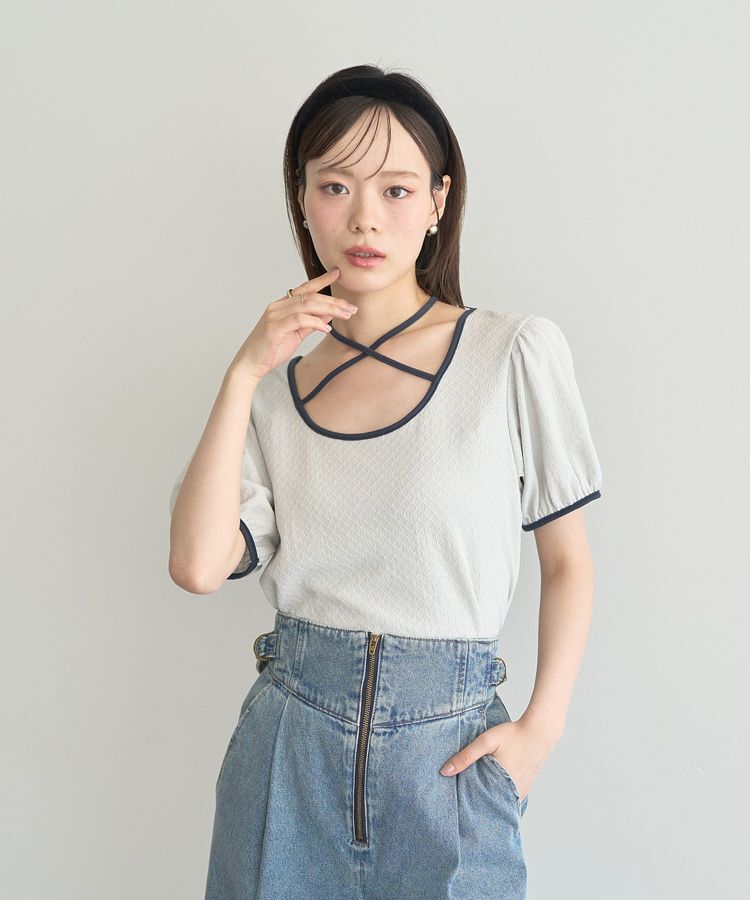 earth music&ecology「マルチウェイ配色リボンカットプルオーバー」|Tシャツ・カットソー|