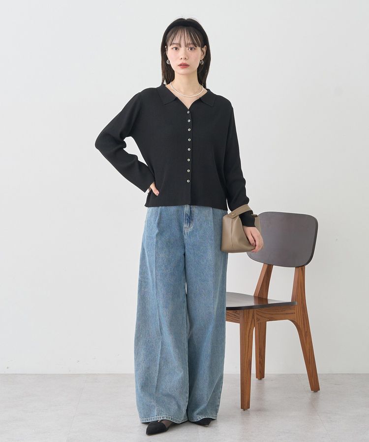 earth music&ecology「襟付きニットカーディガン」|カーディガン|