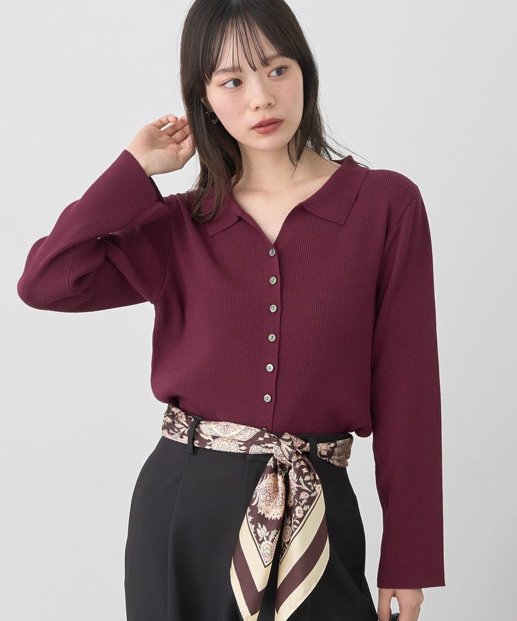 earth music&ecology「襟付きニットカーディガン」|カーディガン|