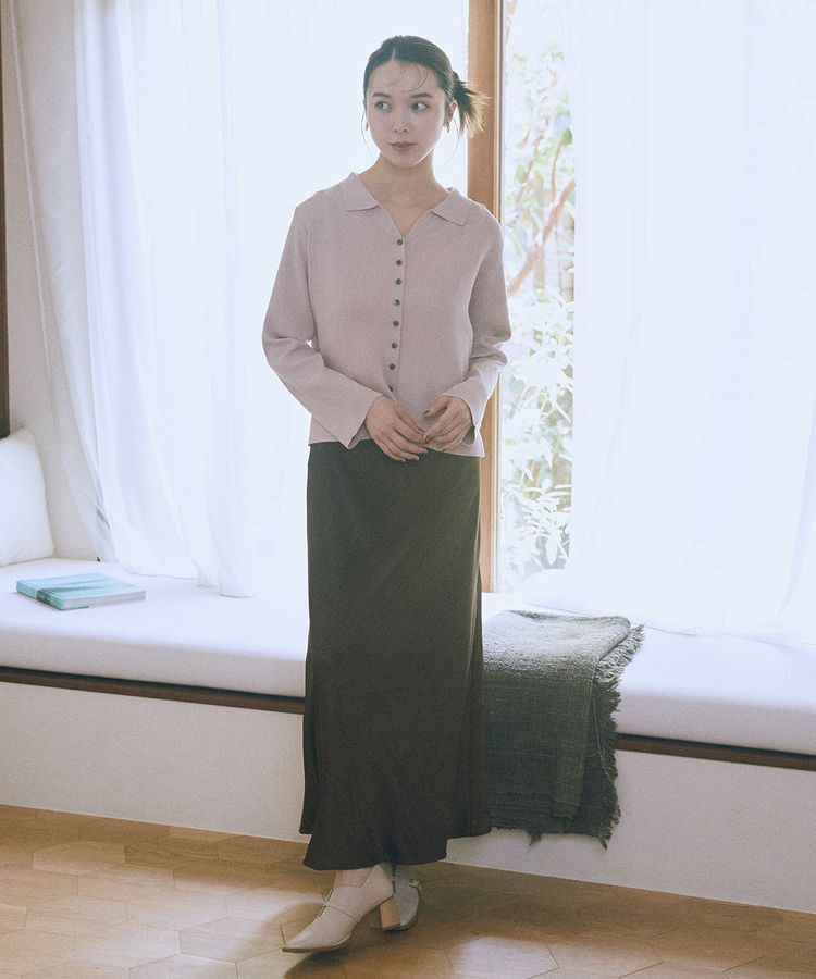 earth music&ecology「襟付きニットカーディガン」|カーディガン|