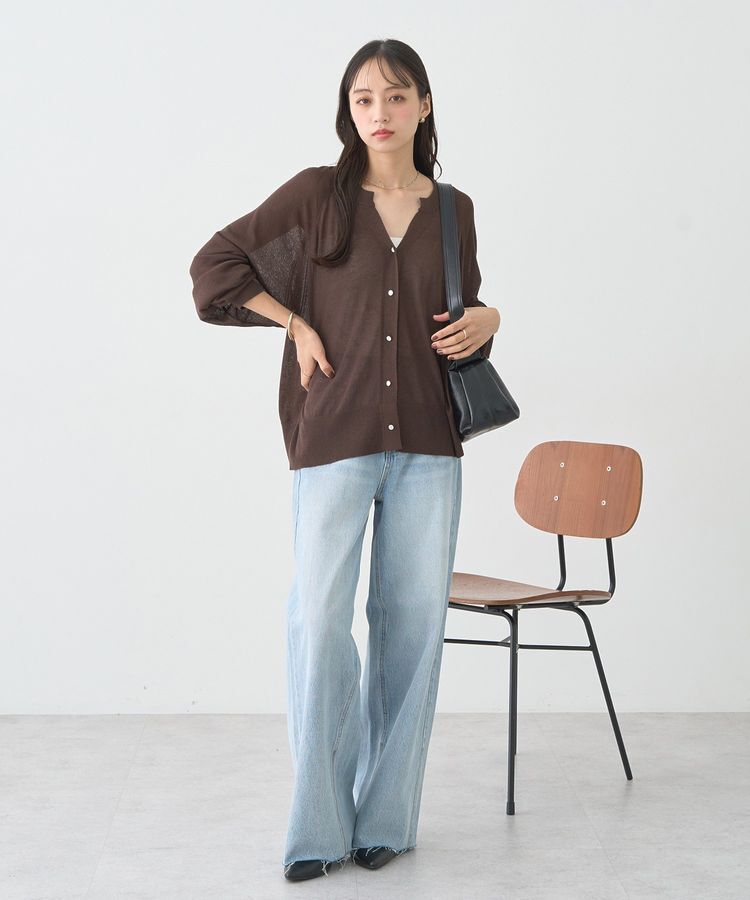 earth music&ecology「キーネックシアーカーディガン」|カーディガン|