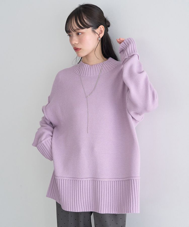 earth music&ecology「アンチピリングモックネックバックスリットニット」|ニット・セーター|