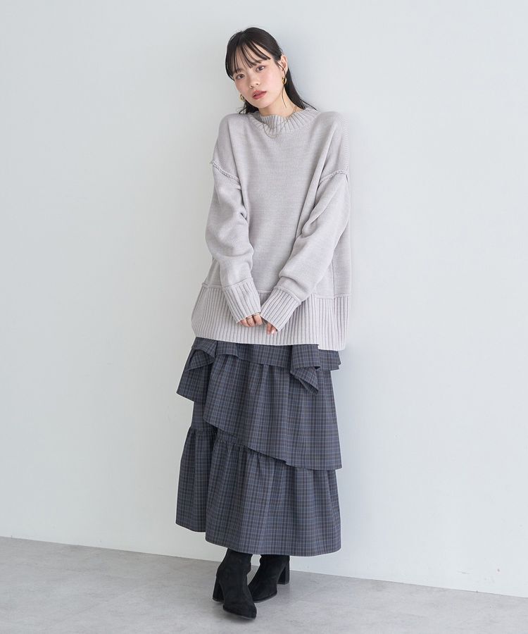 earth music&ecology「アンチピリングモックネックバックスリットニット」|ニット・セーター|