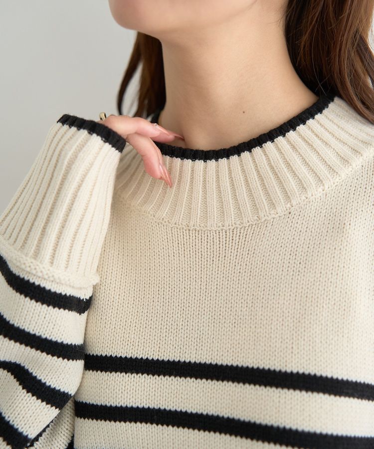 earth music&ecology「アンチピリングモックネックバックスリットニット」|ニット・セーター|