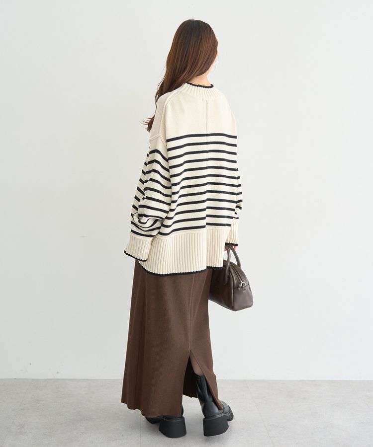 earth music&ecology「アンチピリングモックネックバックスリットニット」|ニット・セーター|