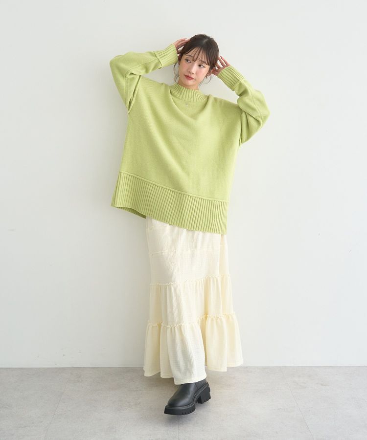 earth music&ecology「アンチピリングモックネックバックスリットニット」|ニット・セーター|